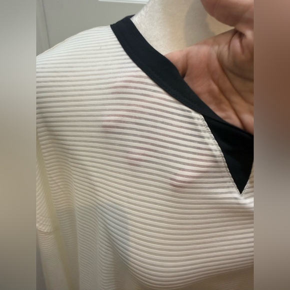 NWT. Lucy. Full Potential Sheer Long Sleeve Top. White/Black. Size Large. - Picture 4 of 11